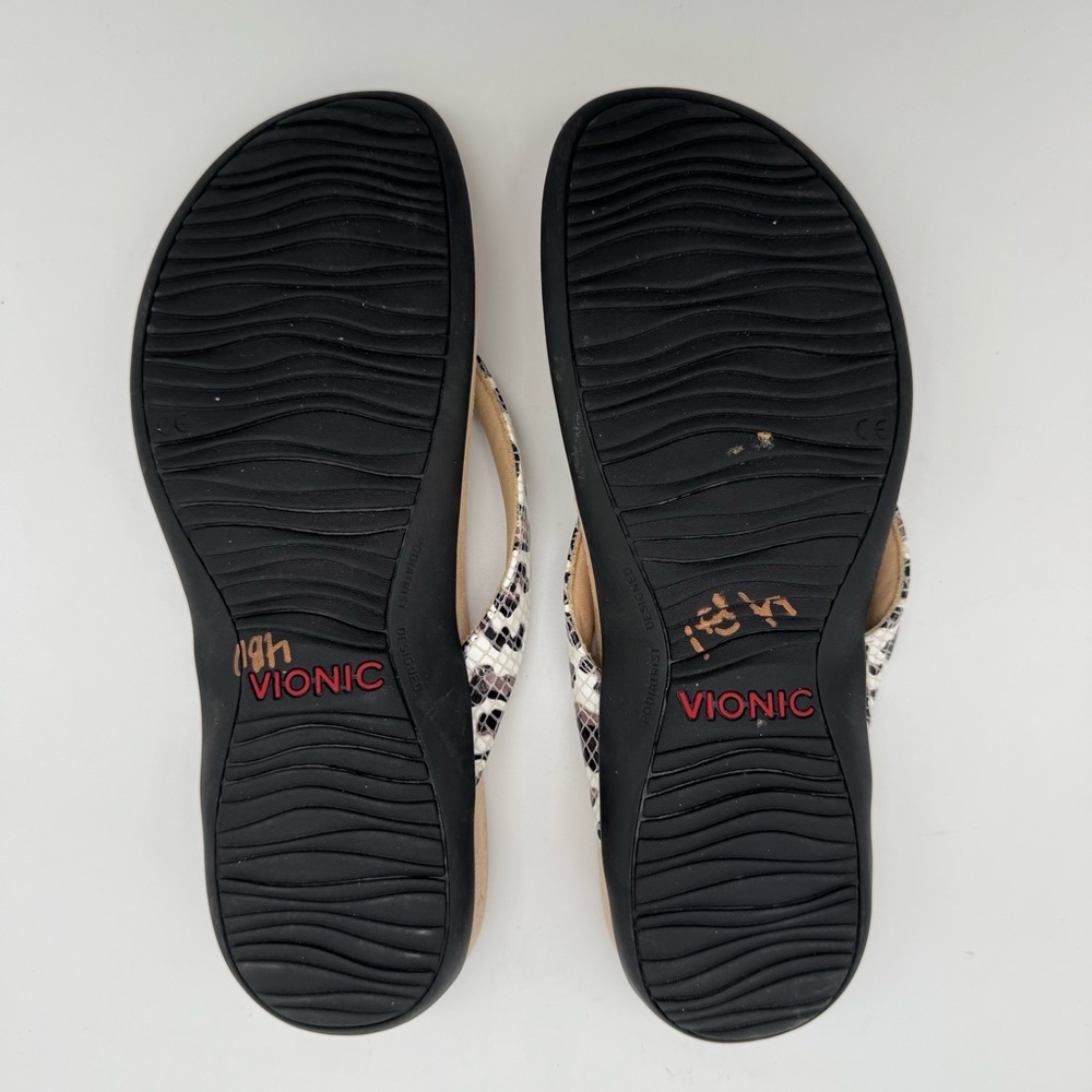 Vionic Dillon White Snake Leather Toe Post Thong … - image 8
